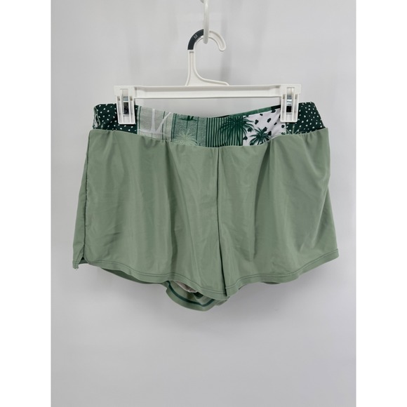 Womens Tropical 2 piece Palm Tree Tankini Swim Green Beach Resort LARGE - Picture 5 of 8